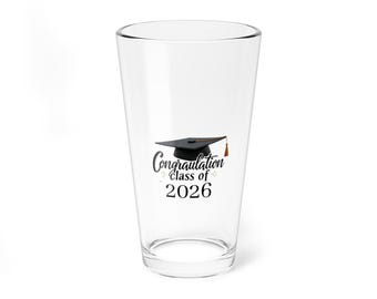 Class of 2026 Graduation Mixing Glass, 16oz | Personalized Custom Drinkware