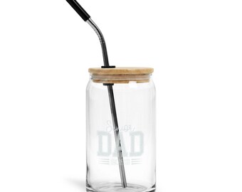 Graduation Jar for Dads, Senior Dad 2026 Glass with Lid, 16oz Engraved Drink Jar