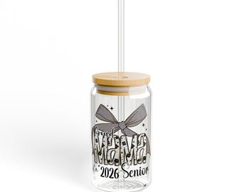 Mama 2026 Senior Glass Can with Straw and Lid 16oz
