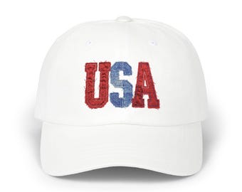 USA Sequin Letters Classic Dad Cap | Patriotic Baseball Hat