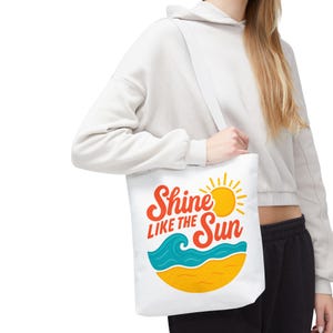 Sunny Vibes Tote Bag, Summer Beach Bag, Inspirational Gift, Eco-Friendly Shopper, Vacation Accessory, Sunshine Tote