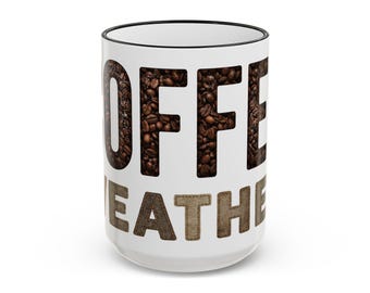 Patchwork Coffee Lover Mug 11oz 15oz | Accent Rim & Handle