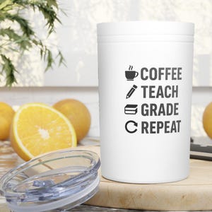 Kaffee Lehrer Thermobecher | Perfektes Geschenk für Erzieher | 11 Unzen Reisebecher | Lehrer Wertschätzung | Zurück in die Schule | Kaffeeliebhaber
