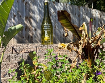 Memorial Dog Wind Chime Up-Cycled Wine Bottle (I will always notice the empty space beside me and wish you were there)