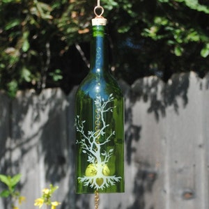 Tree of Love Wind Chime Up-Cycled Wine Bottle