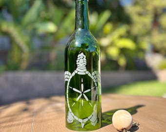 Turtle Wind Chime Made from Upcycled Wine Bottle