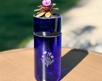 Maceta hidropónica con forma de botella de vino grabada: (1) Un kit ecológico de autorriego