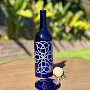 Celtic Cross Glass Windchime Made from Upcycled Wine Bottle image 1