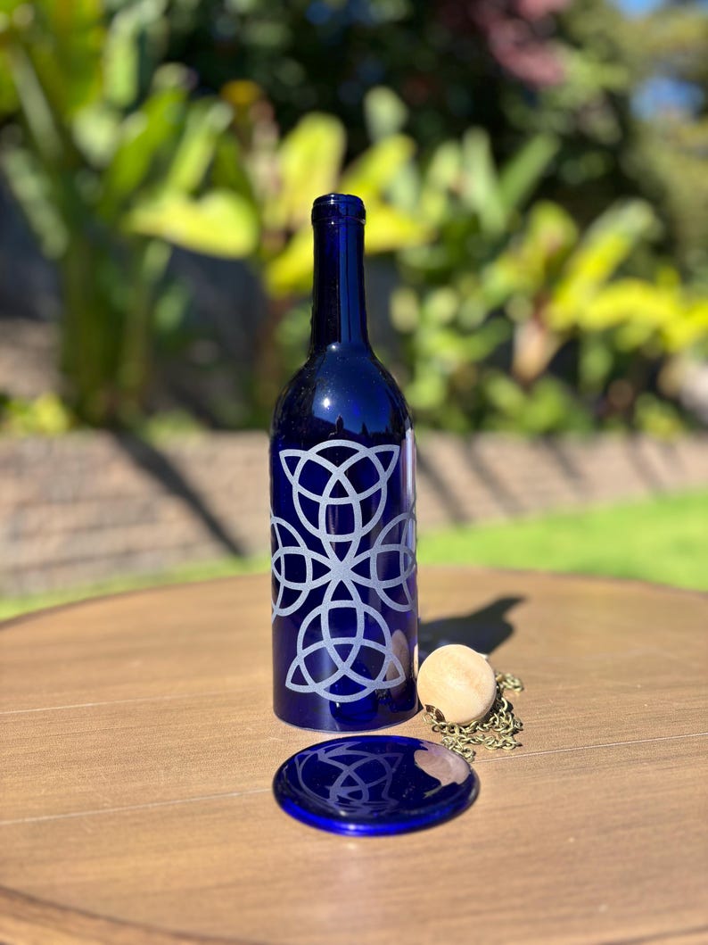 Celtic Cross Glass Windchime Made from Upcycled Wine Bottle image 1