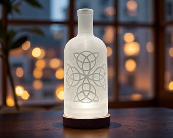 Lámpara de botella reciclada con forma de cruz celta: Luz nocturna de hadas