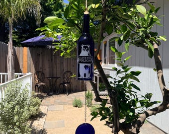 Folsom Bear Wind Chime Made from Upcycled Wine Bottle