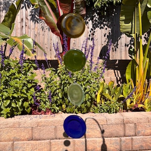 Recycled Wine Bottle Suncatcher   (Yellow, Green Clear, Blue)