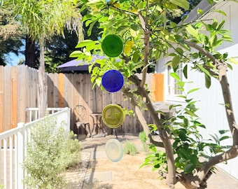 Green, Blue, Yellow, Clear / Recycled Wine Bottle Suncatcher String
