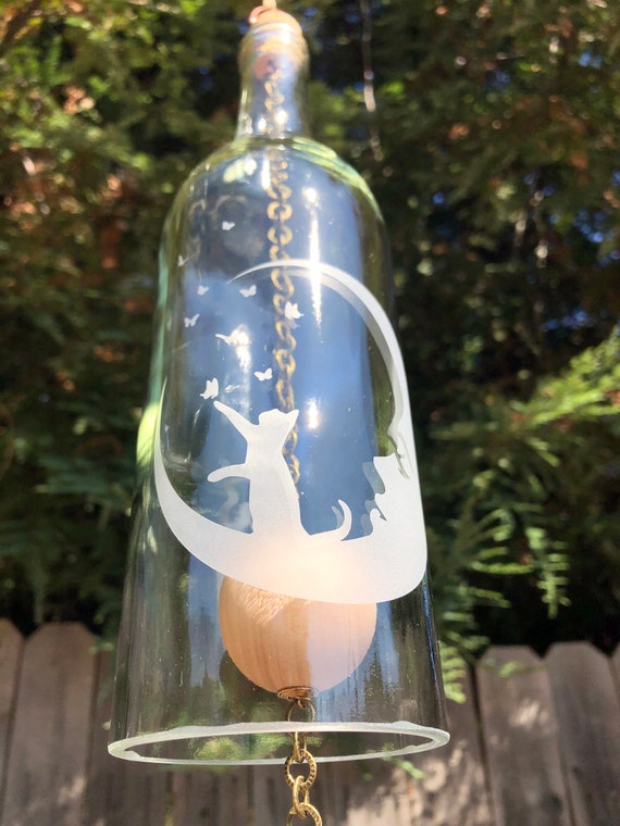 Moon Dogs Butterfly/'s Wind Chime Up-Cycled Wine Bottle