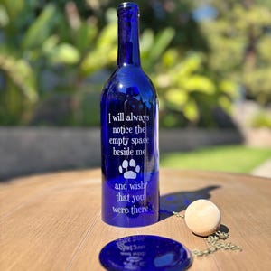 Memorial Pet Paw Wind Chime: Upcycled Wine Bottle, Sympathy Gift