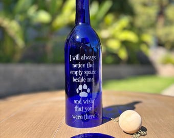 Campana de viento conmemorativa de pata de mascota: botella de vino reciclada, regalo de condolencia