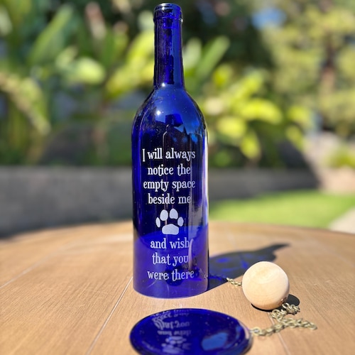 Memorial Pet Paw Wind Chime: Upcycled Wine Bottle, Sympathy Gift