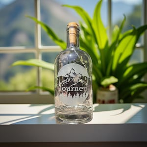 Enjoy the Journey Mountains Fairy Light Bottle (Cork Light Included) - Night Light, Sparkle Jar, Etching, Twinkle Lantern, Lamp