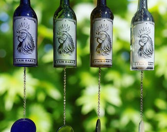 Botella de vino reciclada Rooster Fair Oaks Wind Chime