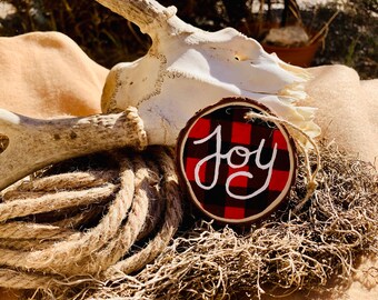 Buffalo Check Wood Slice Ornaments