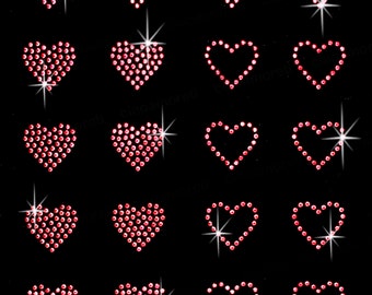 Set de 20 pequeños corazones rosados o rosas intensos de diamantes de imitación de hierro en transferencia bling DIY - Compre 2, obtenga 1 GRATIS