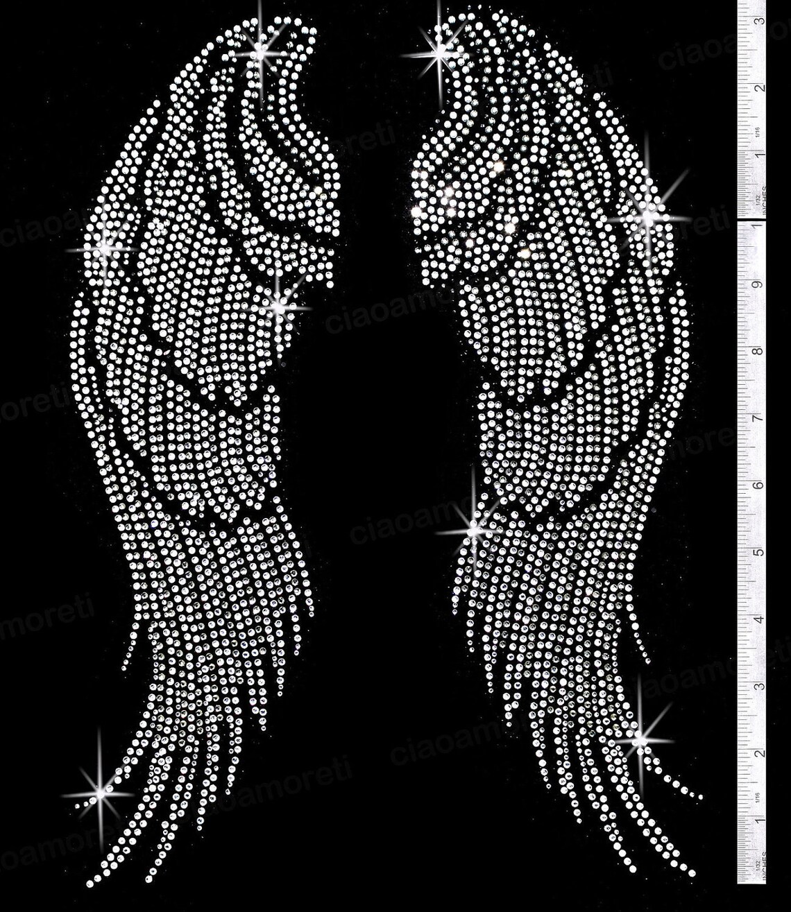 thumbnail image 2 of ANATTASOUL White Rhinestone Iron On Transfers Cross Wings Bling Diamond Hotfix Patches For Clothes, Large Glitter Iron On Sequin Applique For Jeans 2 of 12