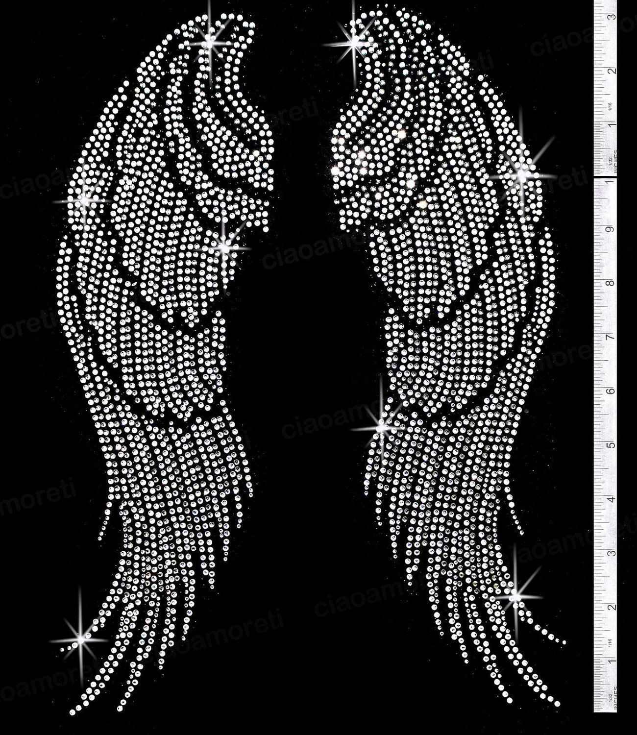 Large angel wing rhinestone iron on hotfix transfer bling DIY - 10&qu…