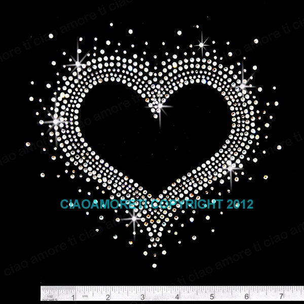 heart clear rhinestone iron on hotfix transfer - BUY 3, GET 1 FREE