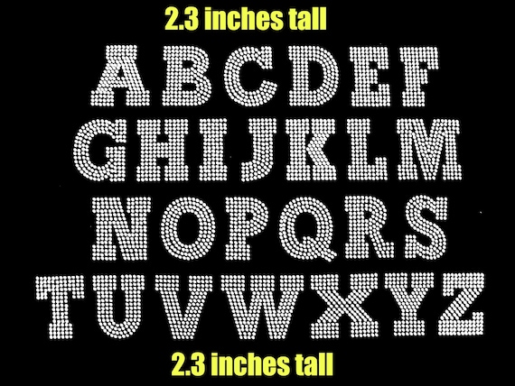Pick any 10 letters - Large Block capital alphabet clear rhinestone iron on  hotfix transfer bling DIY