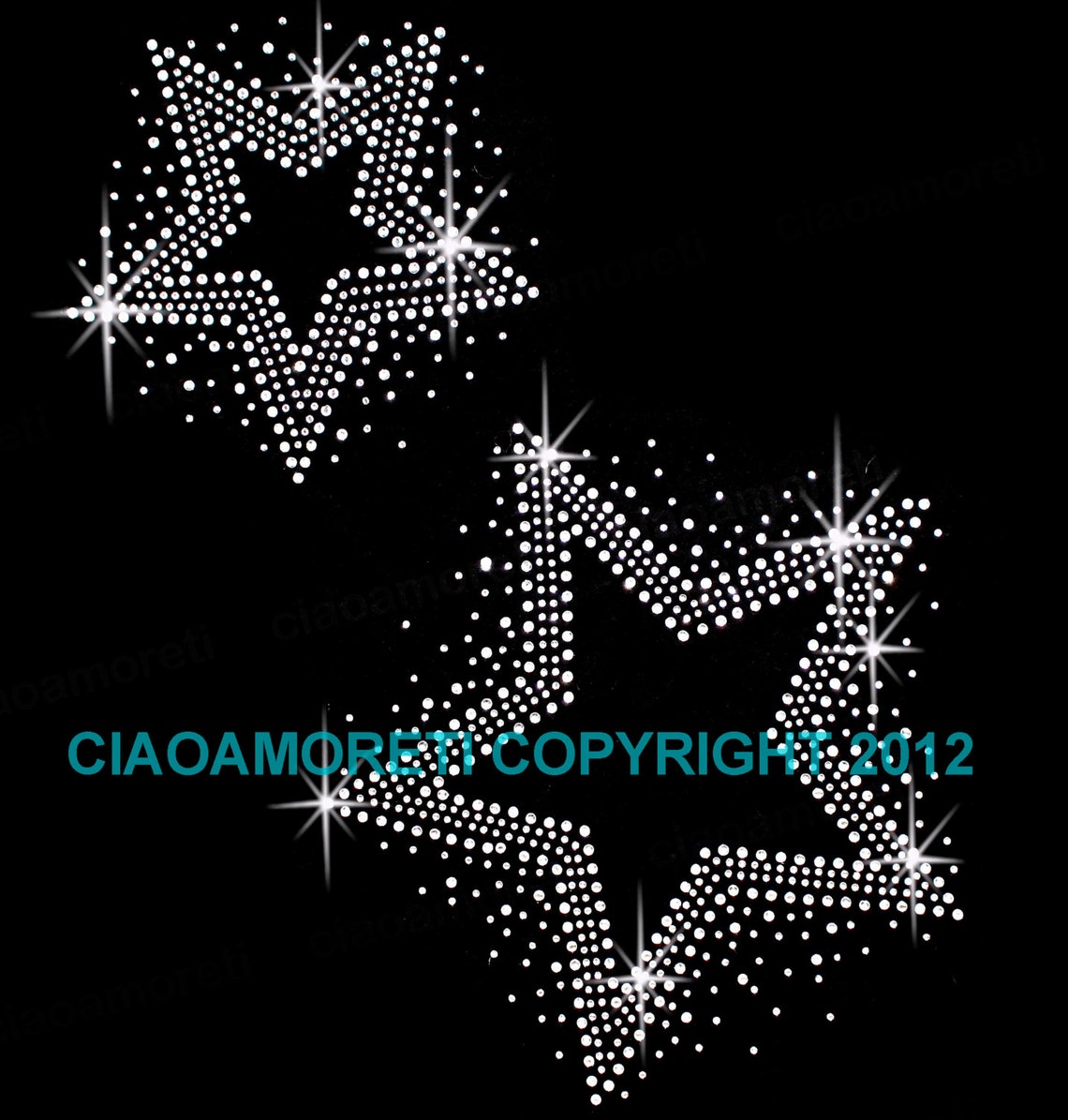 Star Rinstones Set of 2 Stars Clear Rhinestone Stars Iron on Transfer - BUY 3, GET 1 ...