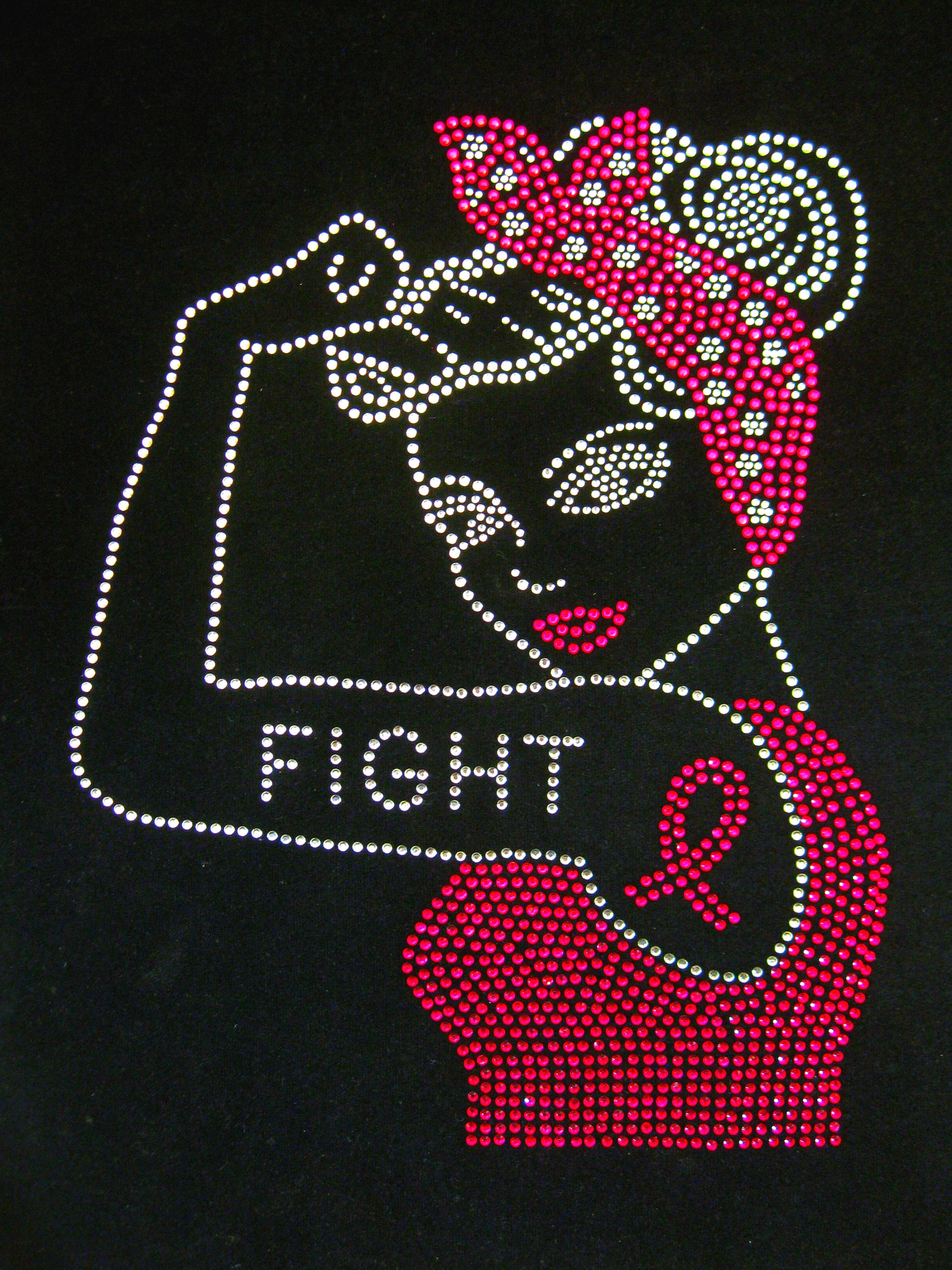 Breast Cancer Awareness Pink Ribbon Rhinestone Iron on Transfer ...
