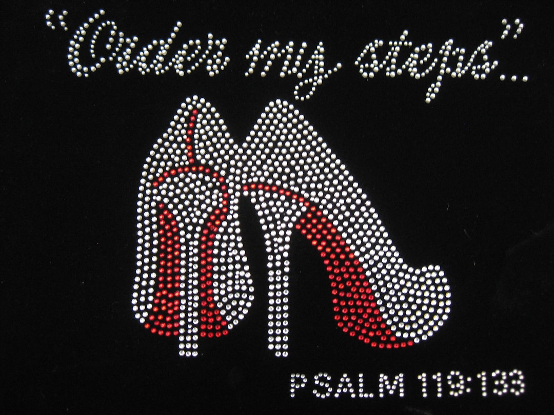 Order My Steps Religious Christian Rhinestone Iron on Transfer Bling ...