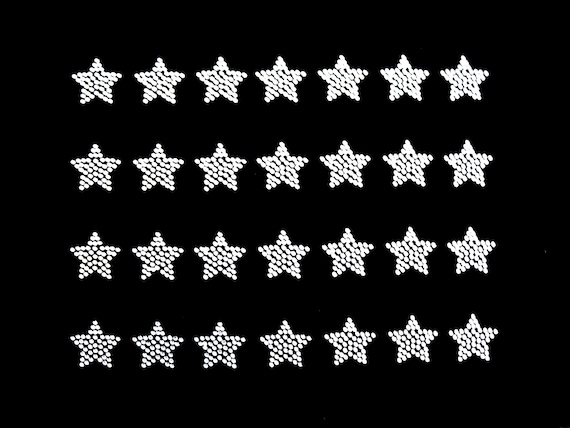 CHOOSE COLOR- Set of 28 small stars clear rhinestone iron on hotfix transfer-Each star 1.25 Inch