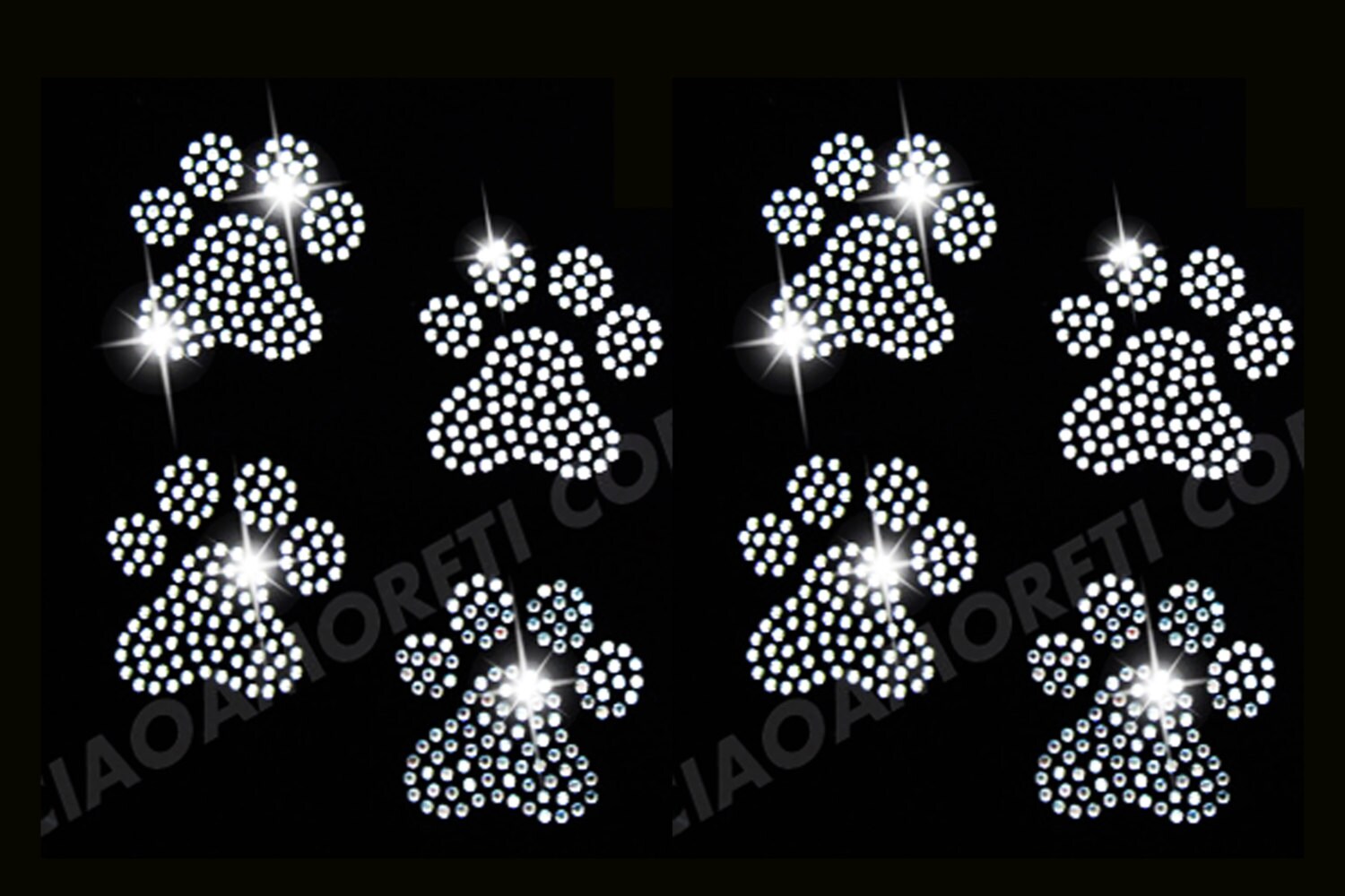 CHOOSE COLOR Set of 8 Rhinestone Paws Iron on Transfer Paws Etsy
