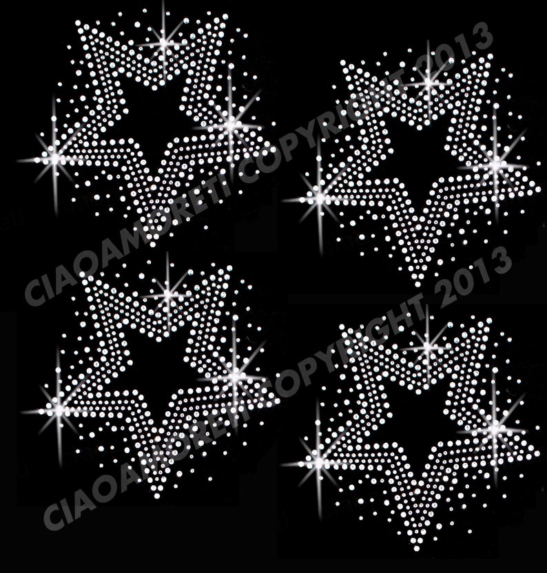 Star Rinstones Set of 4 Stars Clear Rhinestone Iron on Hotfix Transfer -4 Inches - Etsy