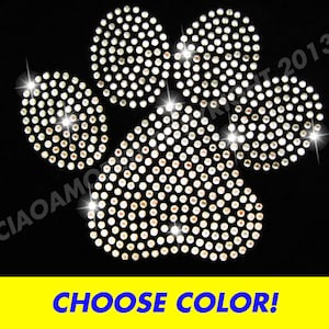 Big paw rhinestone iron on hotfix transfer bling DIY - buy 2 and get 1  free - CHOOSE COLOR