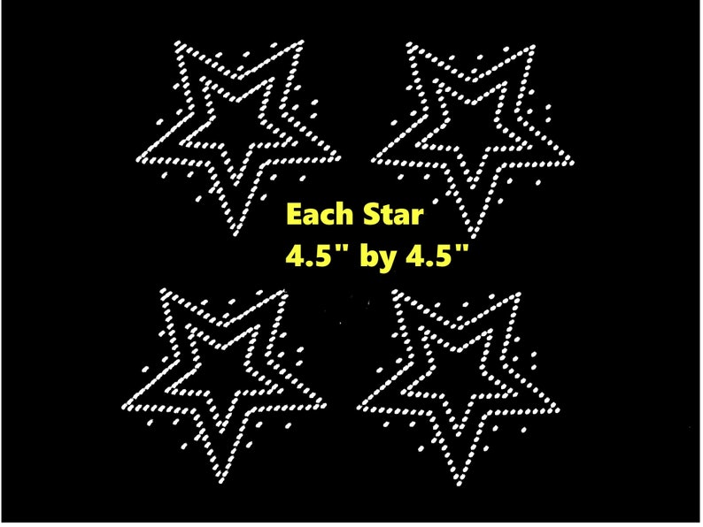 Set Of 2 Clear Rhinestone Star Iron-On Transfers – Hotfix Bling For DIY Clothing & Crafts