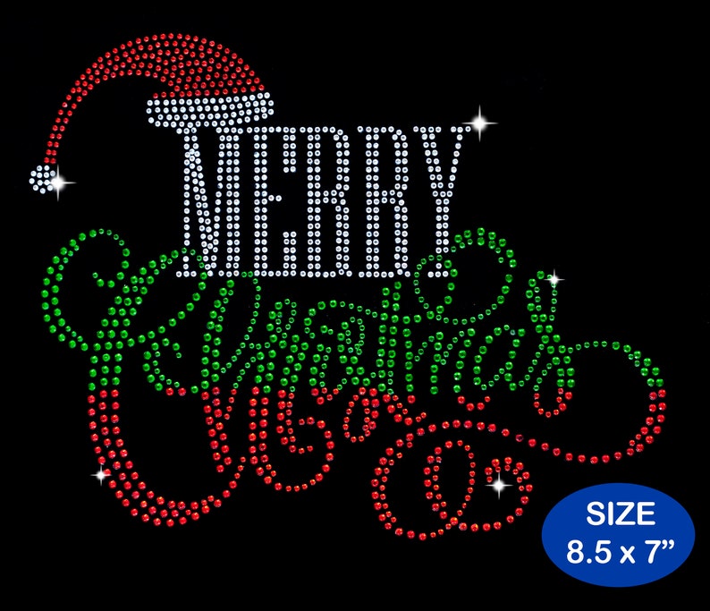Christmas Rhinestone Iron On Transfer Decal Size 8.5x7 Etsy