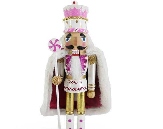 King Nutcracker Cake Hat Pink and White with Velvety Cape