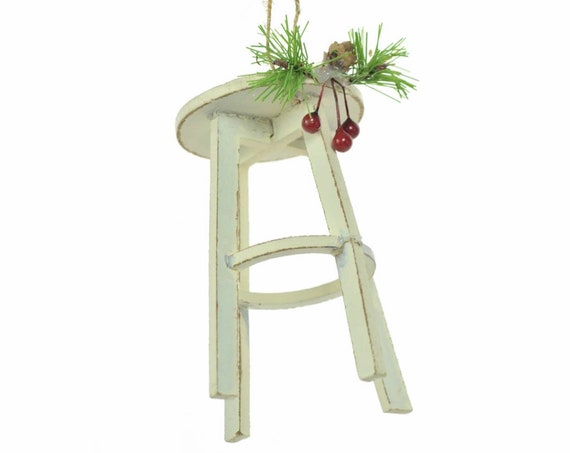 Festive White Stool Ornament