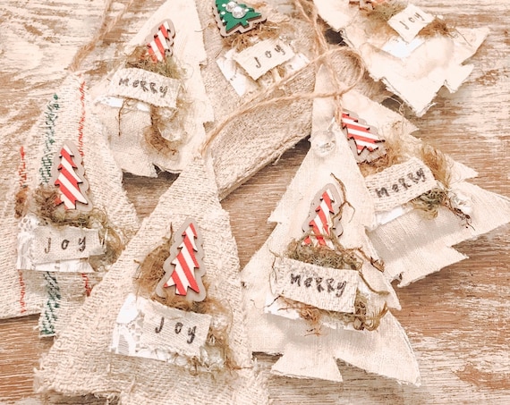 Vintage Grain Sack Ornaments