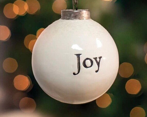 Joy White Ceramic Ornament