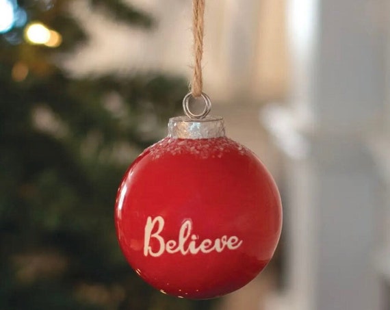 Red Ceramic Ornament Believe