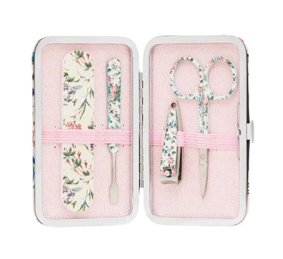 Pink Floral Satin Manicure Purse