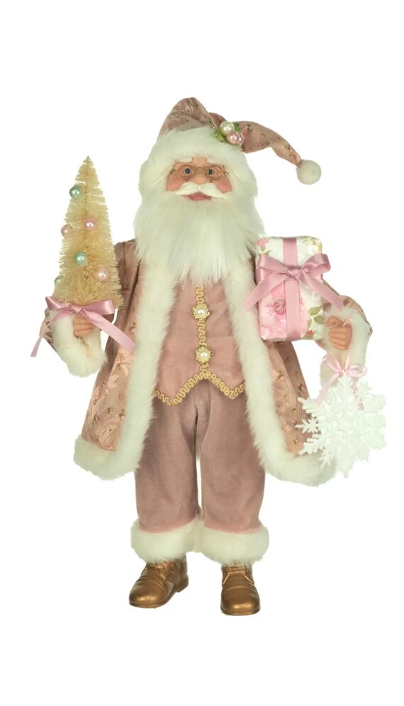 Pink Standing Floral Santa