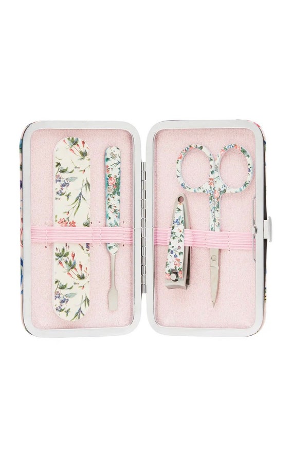 Pink Floral Satin Manicure Purse