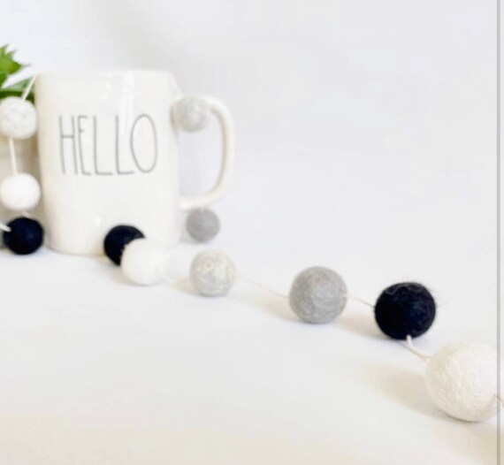 Buffalo Check Wool Felt Ball Garland