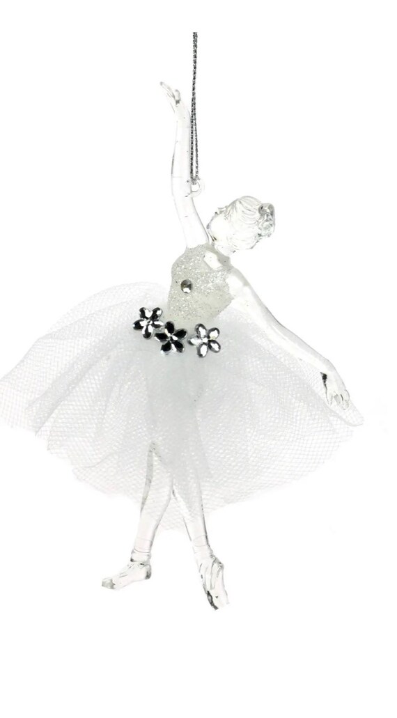 White Glitter Ballerina Ornament