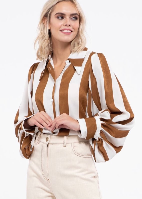 Collar Striped Blouse
