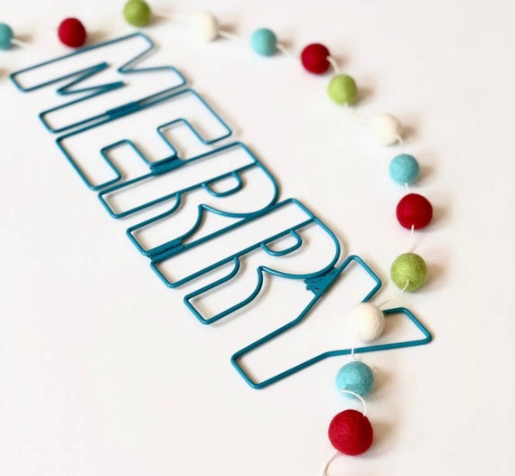 Merry Wool Felt Ball Garland